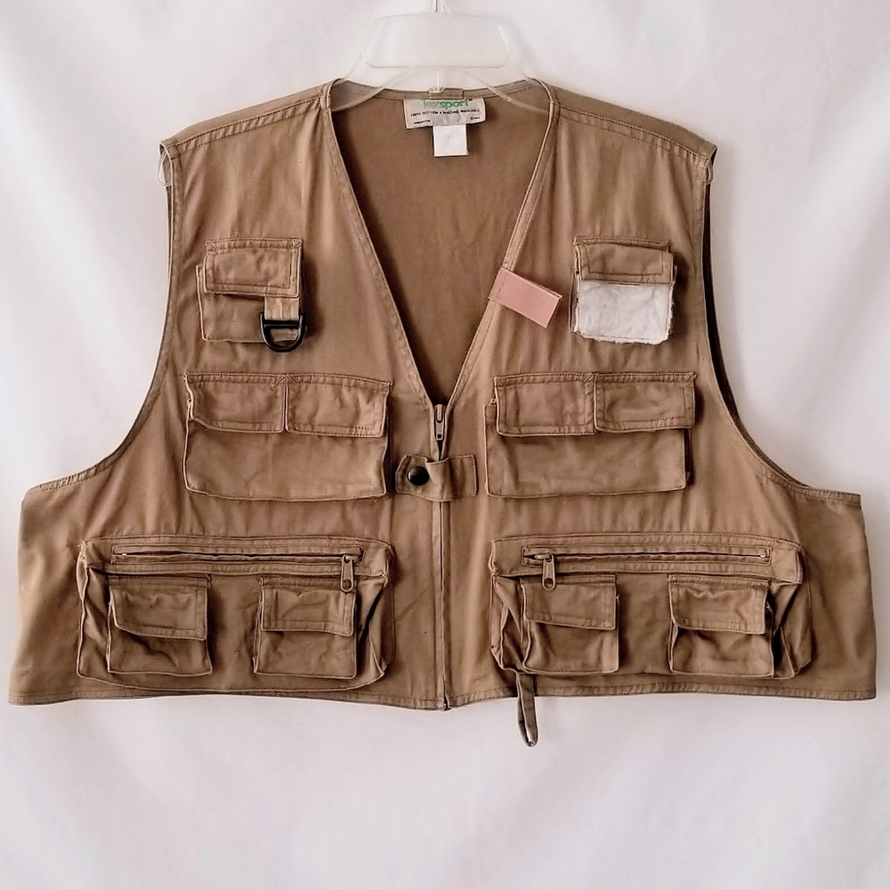Tan Fishing Utility Vest Mens XL